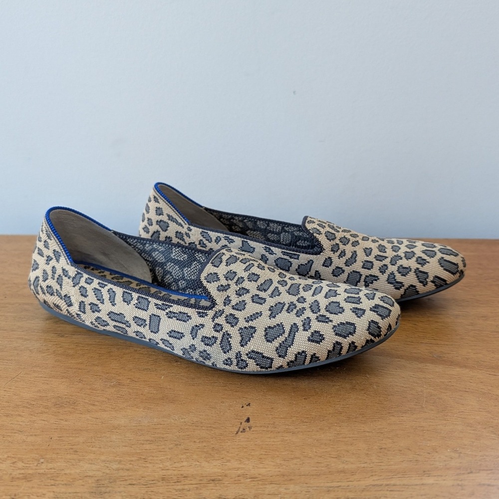 Rothys The Loafer Fawn Spotted‎ Leopard Print Knit Flats Shoes Womens 10.5